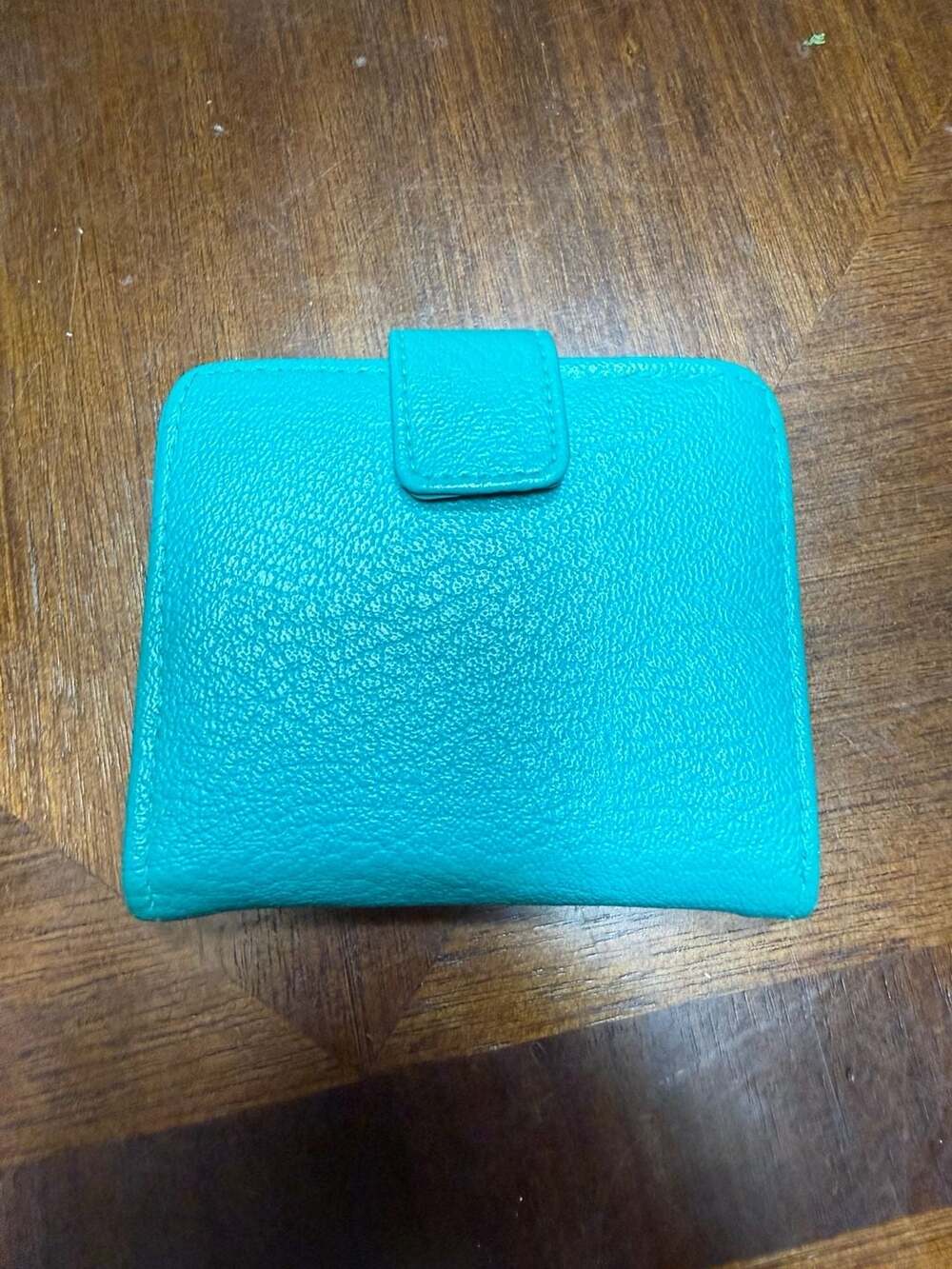 Unbranded Small Bifold Wallet Turquoise Faux Leather Zip Coin Pocket
